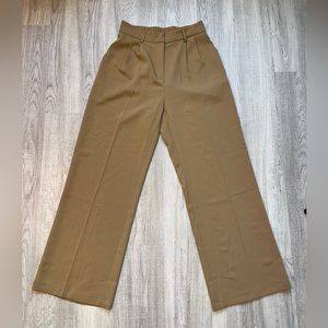 Tan High-rise Wide-leg Business Pants